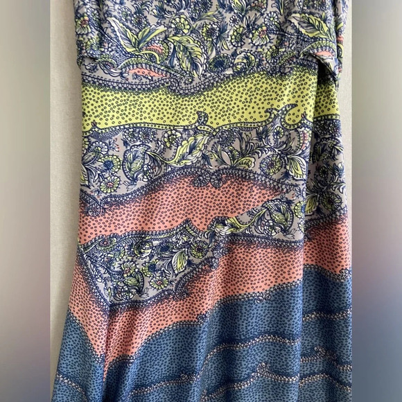 BCBG Max Azria Paisley floral  print belted sleeveless asymmetrical dress Sz M - Picture 7 of 12